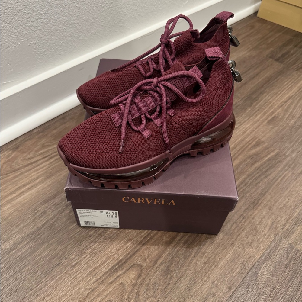 Stylish Burgundy Women's Sneakers - Picture 3 of 5